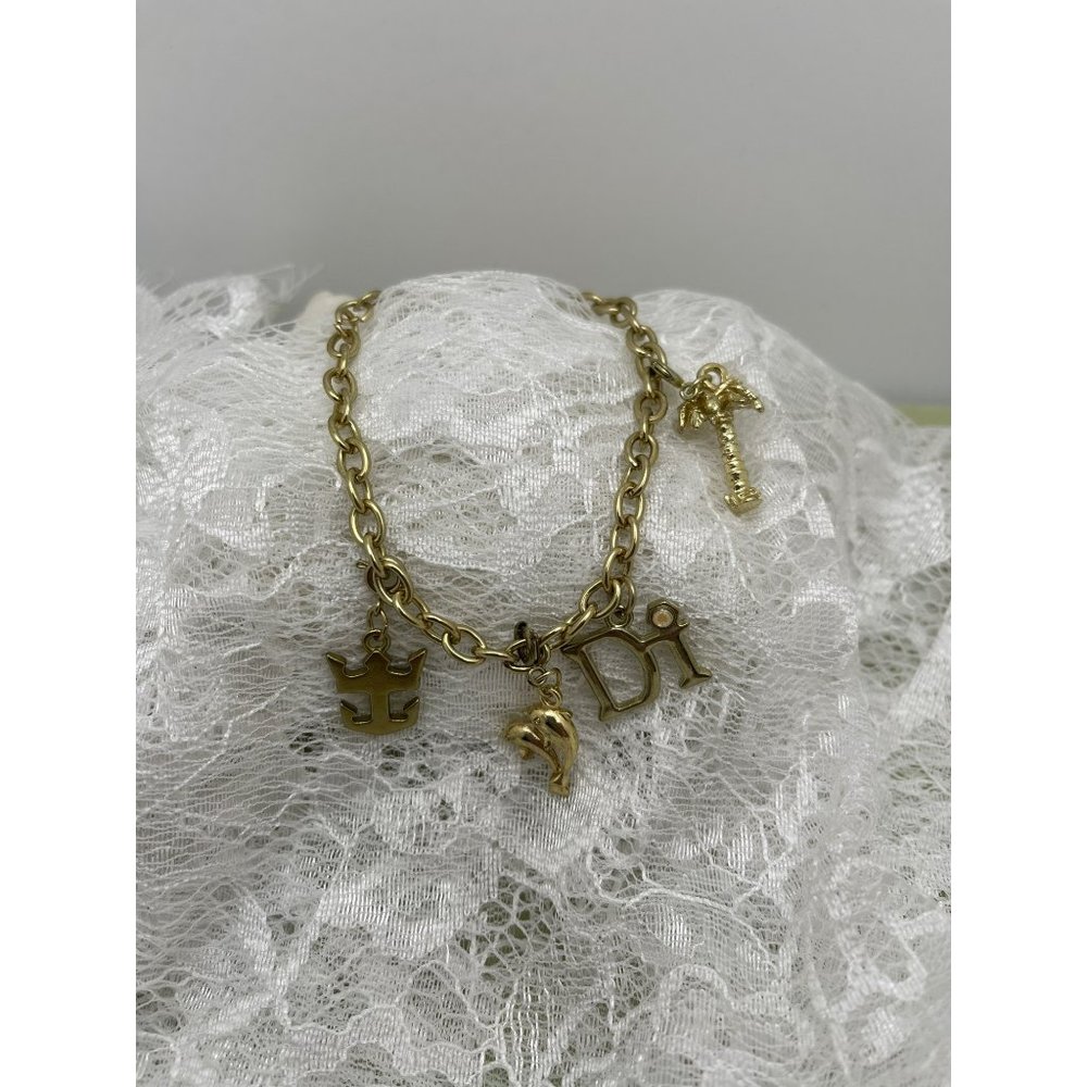 Vintage Di Gold Tone Chain Charm Bracelet
